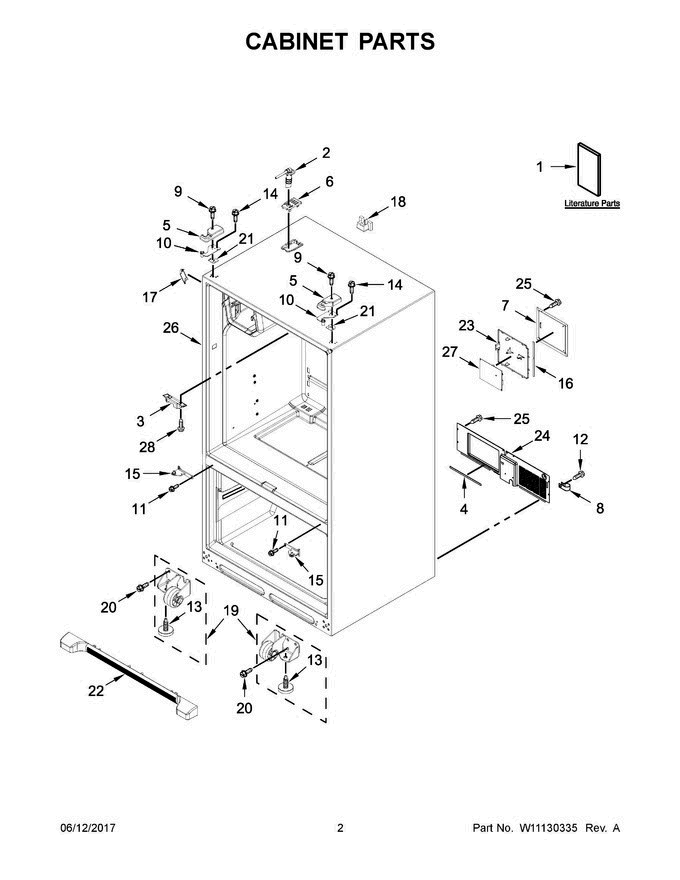 02 - Cabinet Parts Diagram and Parts List for JFI2089AEP14  Jenn-Air Refrigerator