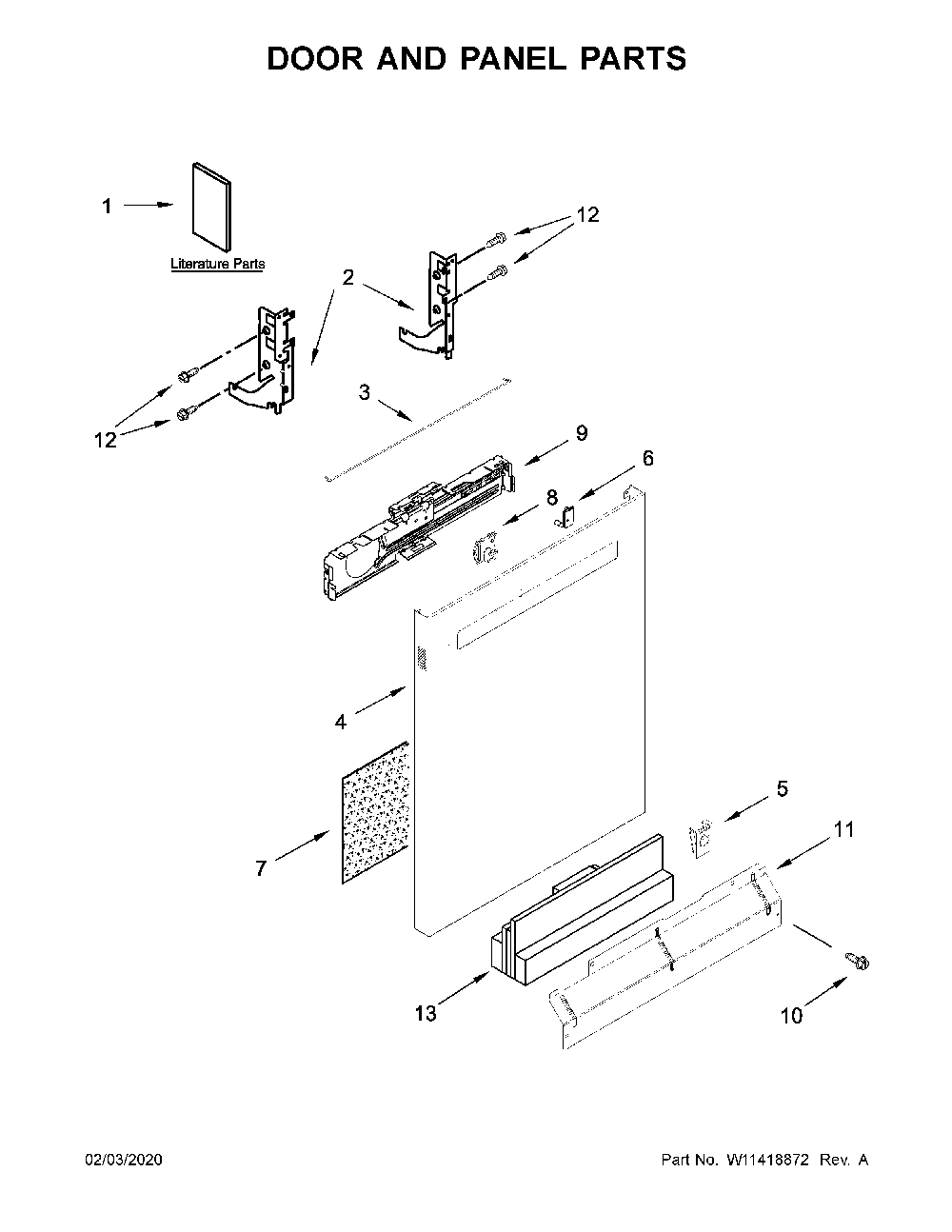 Door and panel parts Diagram and Parts List for MDB7959SHZ1  Maytag Dishwasher