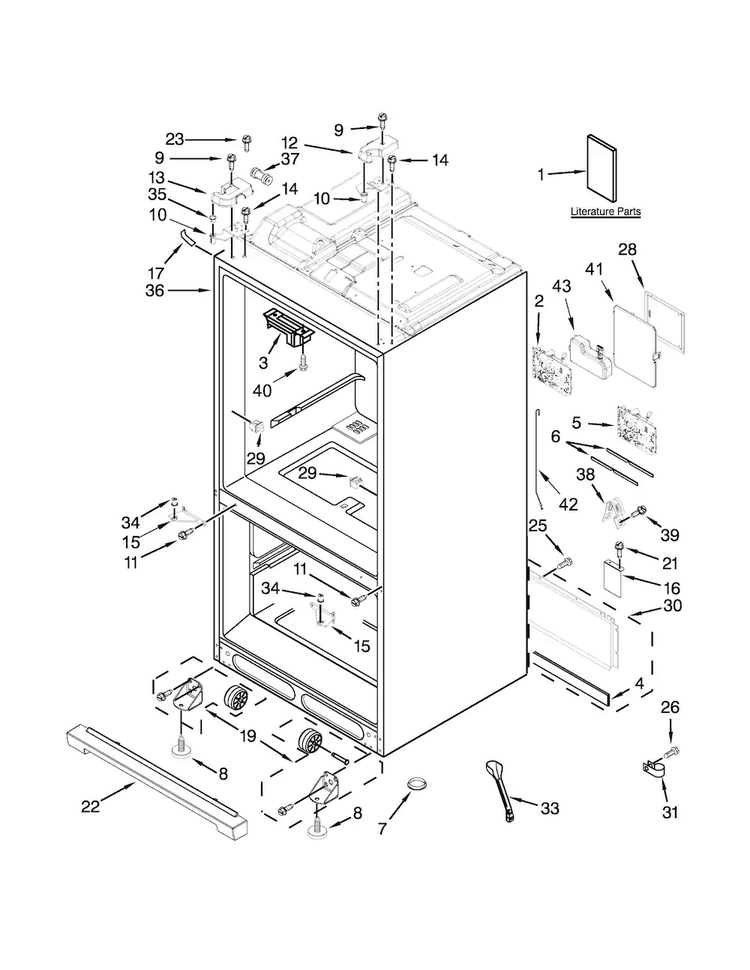 Cabinet Parts Diagram and Parts List for 7MF2976AEM00  Maytag Refrigerator