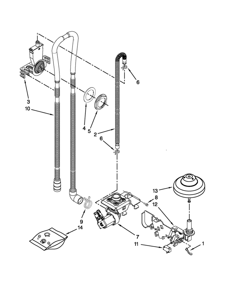 Fill, Drain And Overfill Parts Diagram and Parts List for MDBTT53AWB1  Maytag Dishwasher