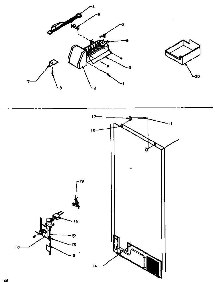 Factory Installed Ice Maker Diagram and Parts List for TG18R2-P1181701WW  Amana Refrigerator
