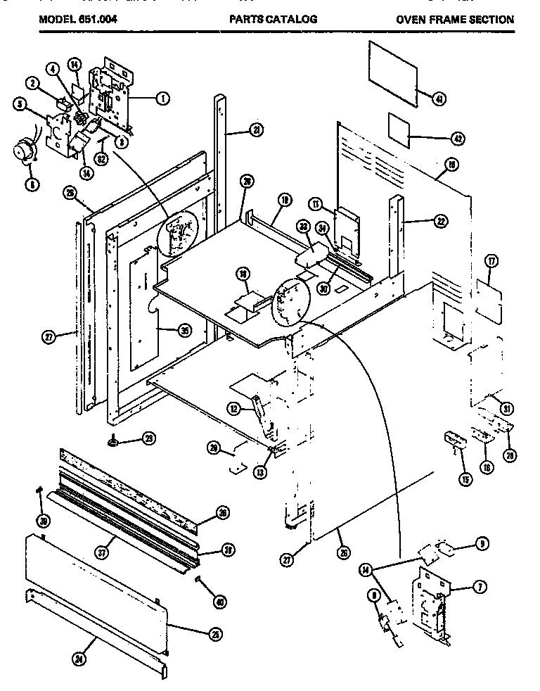 03 - OVEN FRAME SECTION Diagram and Parts List for 651004  Maytag Microwave Oven Combo
