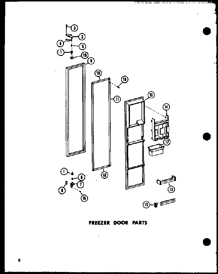 Freezer Door Parts Diagram and Parts List for SRI-22E-A-P74870-11WA  Amana Refrigerator