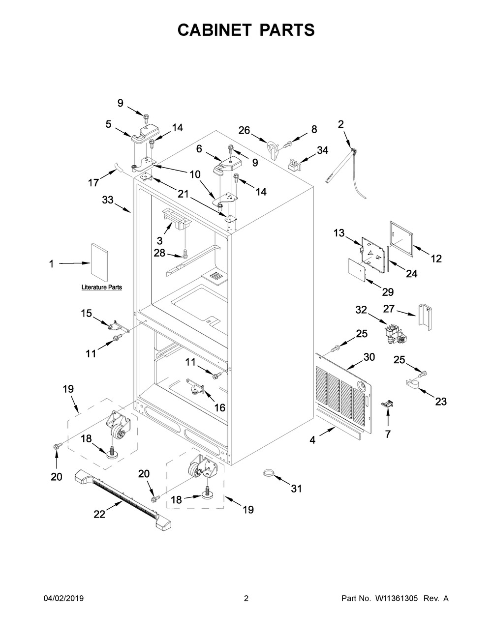 Cabinet Parts Diagram and Parts List for JFC2089BEP03  Maytag Refrigerator