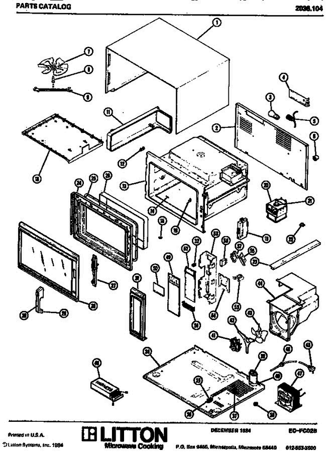 01 - Page 1 Diagram and Parts List for 2036104  Litton Microwave