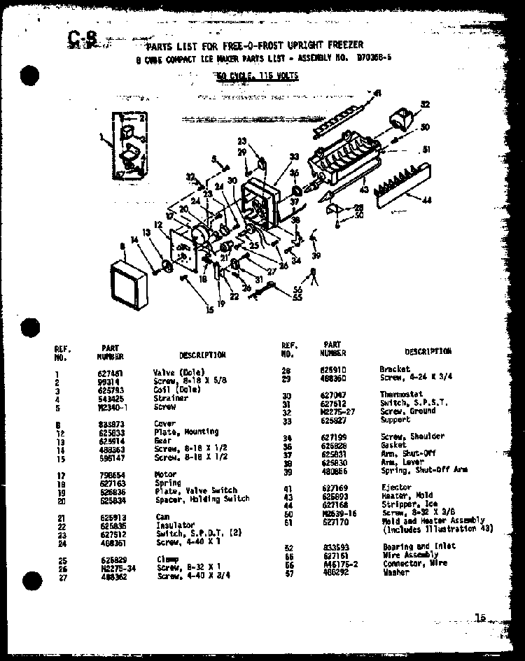 Section 2 Diagram and Parts List for UF22C P60345-72W Amana Freezer