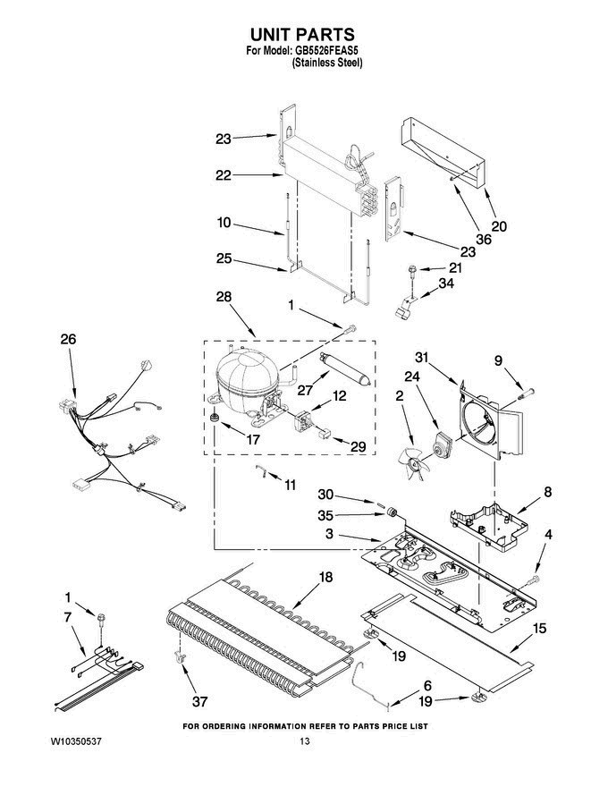 07 - Unit Parts Diagram and Parts List for GB5526FEAS5  Maytag Refrigerator