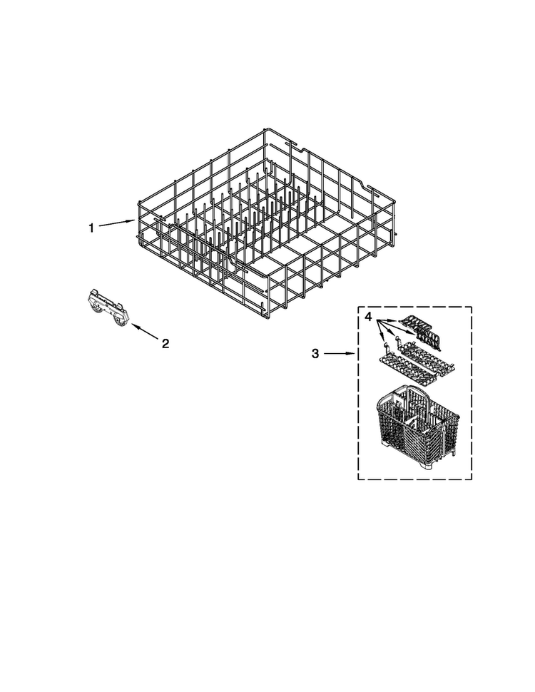 Lower Rack Parts Diagram and Parts List for MDB6769PAQ0  Maytag Dishwasher