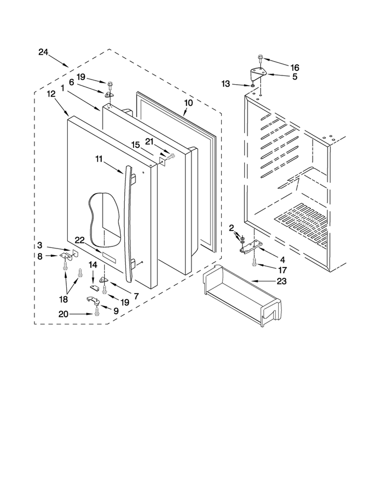 Door Parts Diagram and Parts List for JUR248LWES01  Jenn-Air Refrigerator