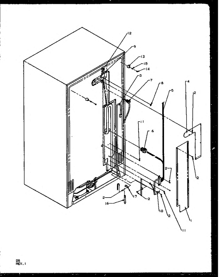 Back Unit Diagram and Parts List for SZ25NE-P1162702WE  Amana Refrigerator