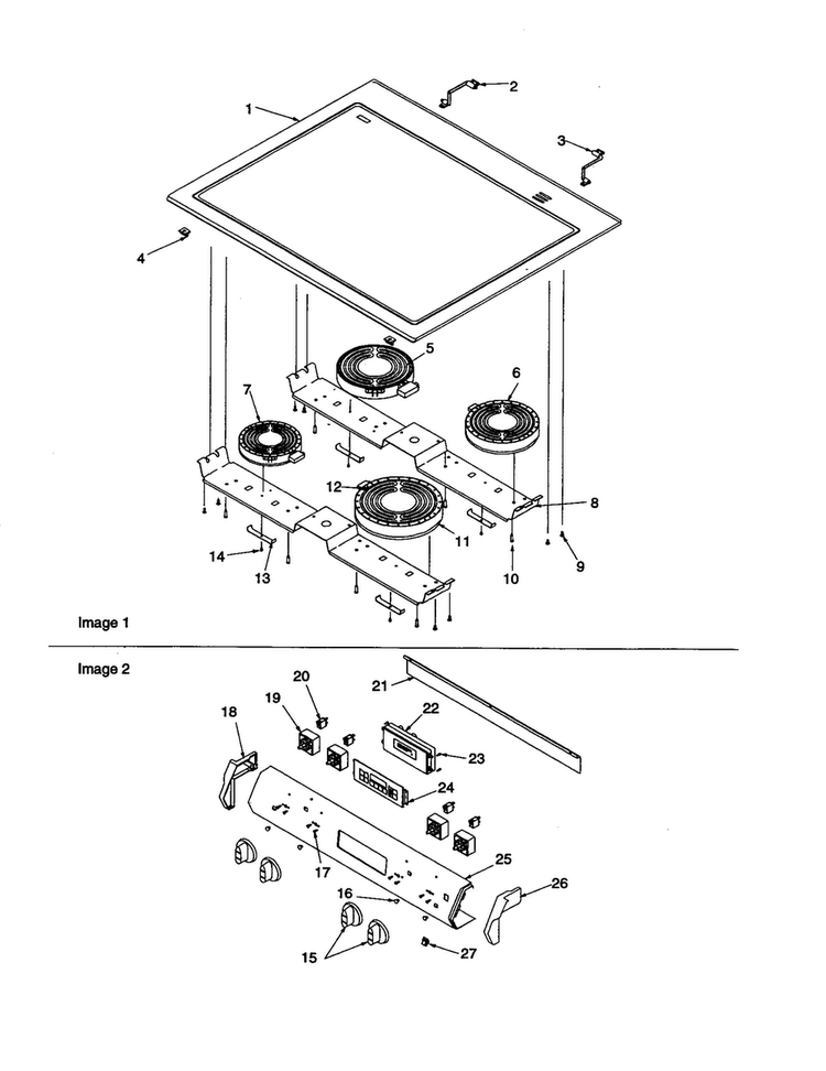 Maintop And Backguard Diagram and Parts List for ARTSC8651E-P1143904NE  Amana Range