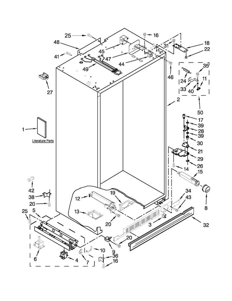 Cabinet Parts Diagram and Parts List for JS48SEDUDW15  Jenn-Air Refrigerator