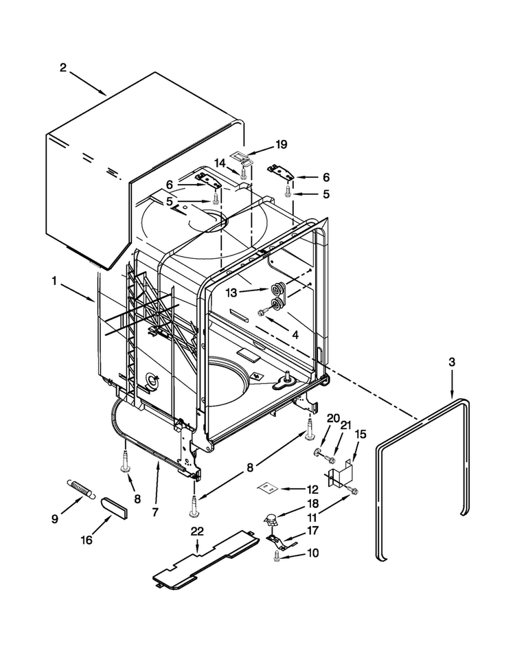 Tub And Frame Parts Diagram and Parts List for MDBH949PAM2  Maytag Dishwasher