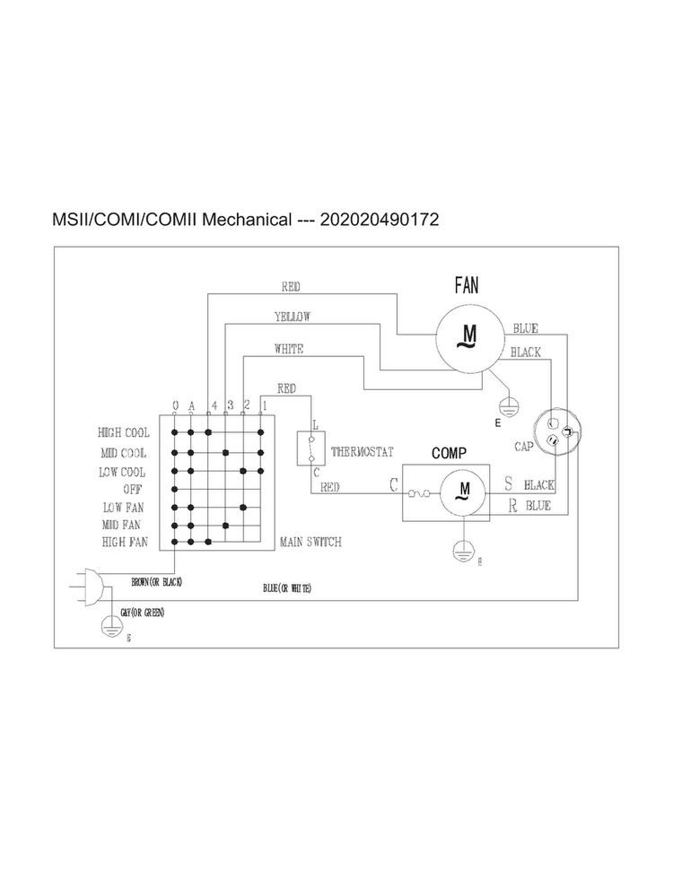 Wiring Diagram Diagram and Parts List for CAE8MR410A14  Crosley Air Conditioner