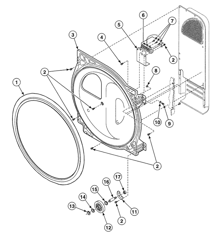 Roller Assy Diagram and Parts List for SDE007WF  Speed Queen Dryer