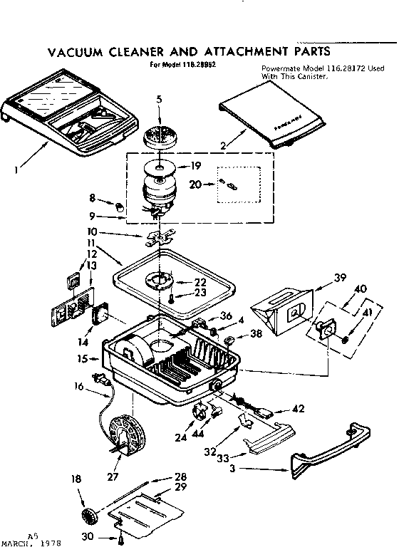 Base Assembly Diagram and Parts List for 11628952  Kenmore Canister Vacuum