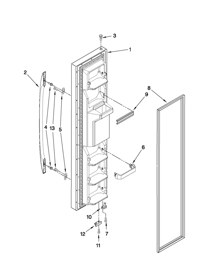 Freezer Door Parts Diagram and Parts List for MSD2572VES03  Maytag Refrigerator