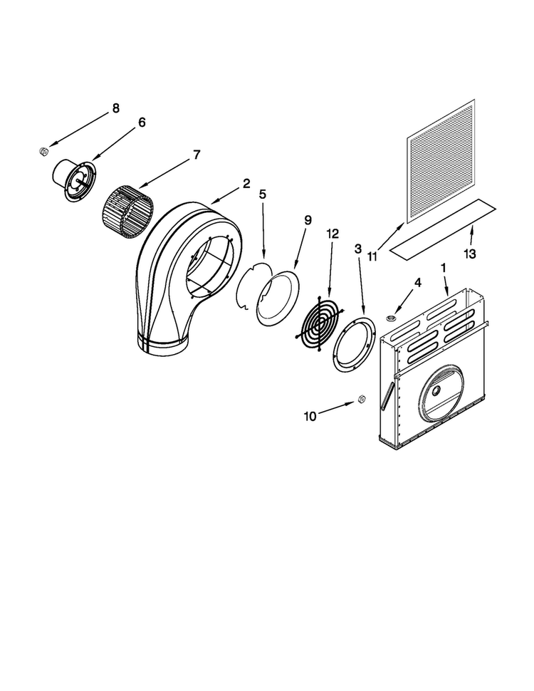 Blower Unit Parts Diagram and Parts List for CVEX4100B20  Jenn-Air Cooktop