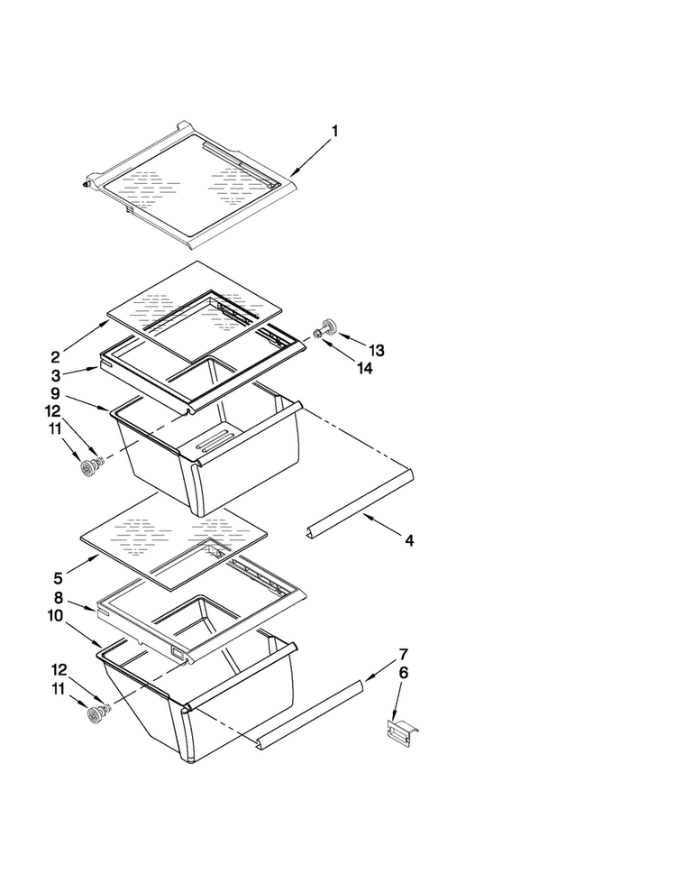 Refrigerator Shelf Parts Diagram and Parts List for MSD2242VES03  Maytag Refrigerator