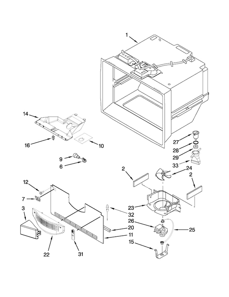 Freezer Liner Parts Diagram and Parts List for MBF1953YEB4  Maytag Refrigerator