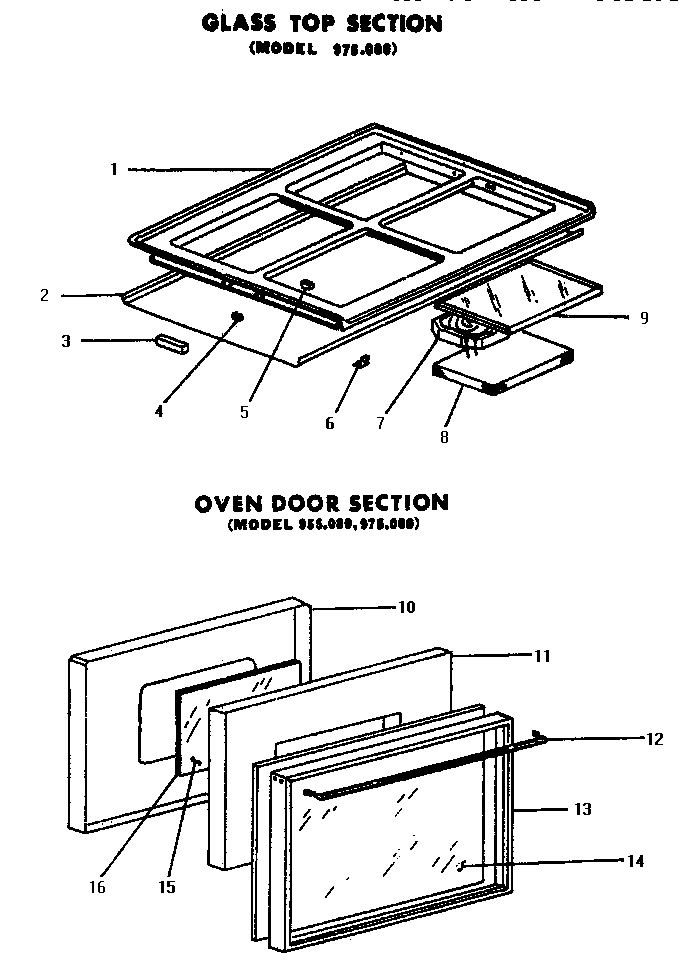 03 - GLASS TOP AND OVEN DOOR Diagram and Parts List for 975000  Maytag Microwave Oven Combo