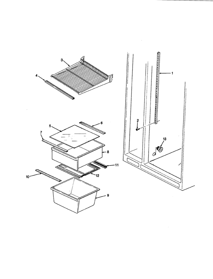 Shelves & Accessories Diagram and Parts List for RC20LA-2AD-BU01A  Magic Chef Refrigerator