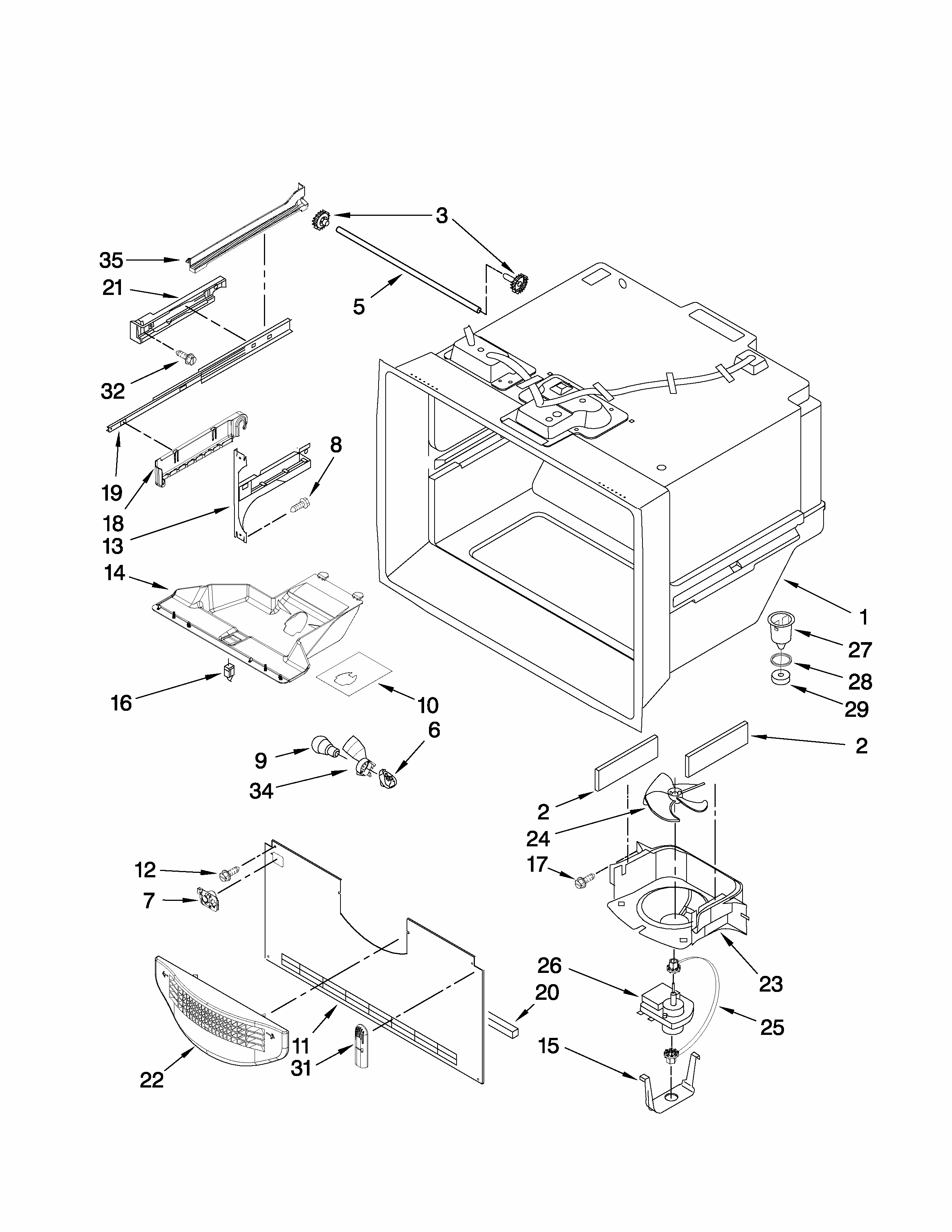 Freezer Liner Parts Diagram and Parts List for G32526PEKS6  Maytag Refrigerator