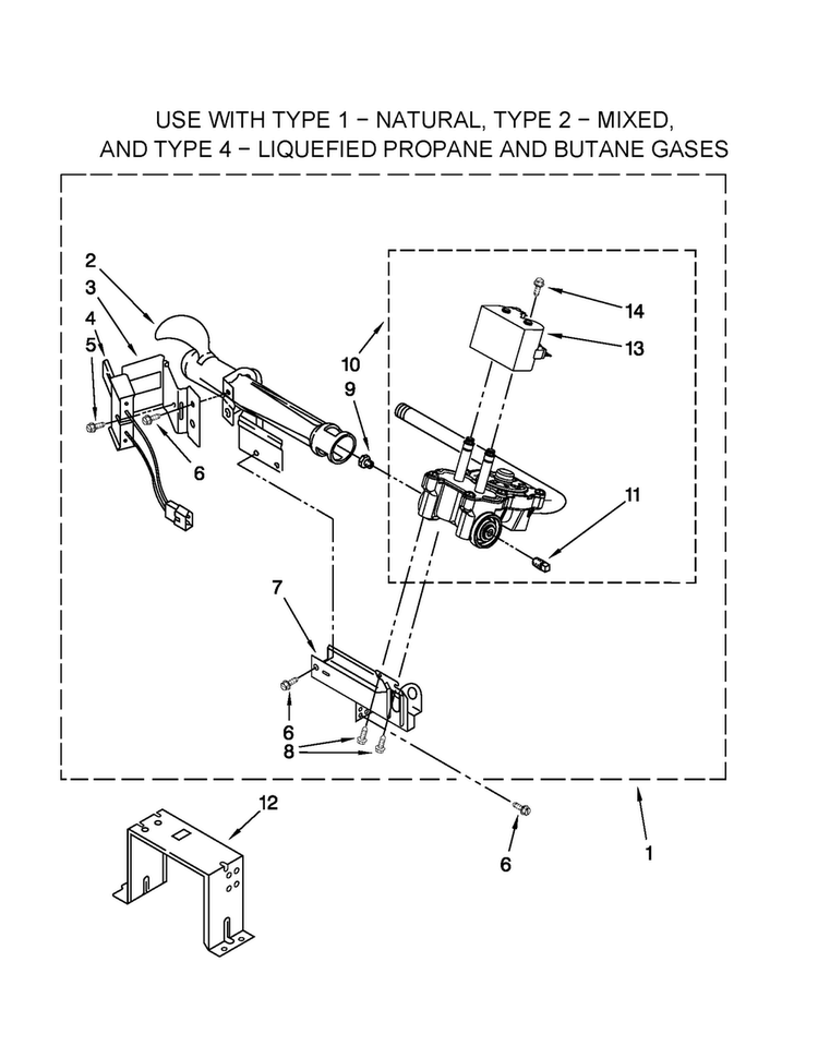 8557891 Burner Assembly Diagram and Parts List for MGDB750YW1  Maytag Dryer