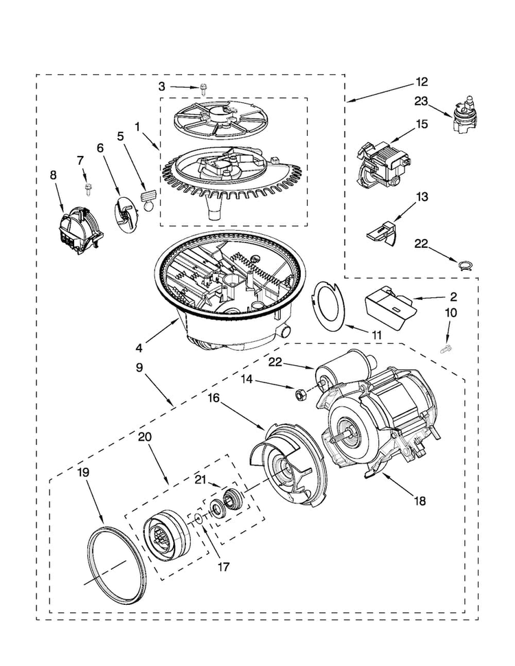 Pump And Motor Parts Diagram and Parts List for MDC4809PAW0  Maytag Dishwasher