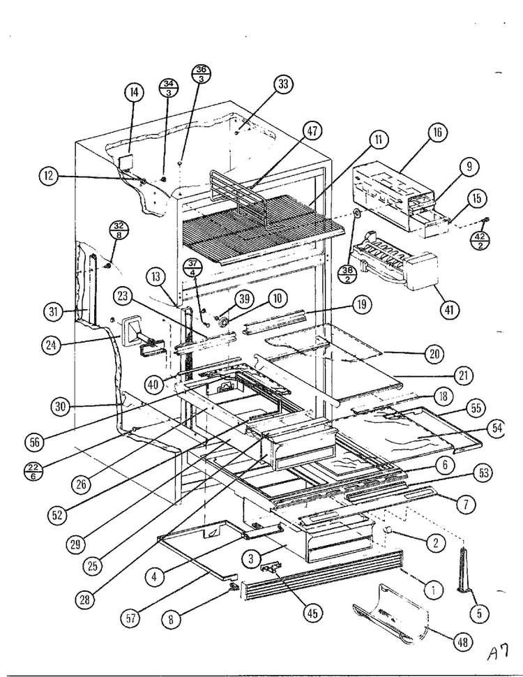 Top Mount Diagram and Parts List for TC22N-P116205W  Amana Refrigerator