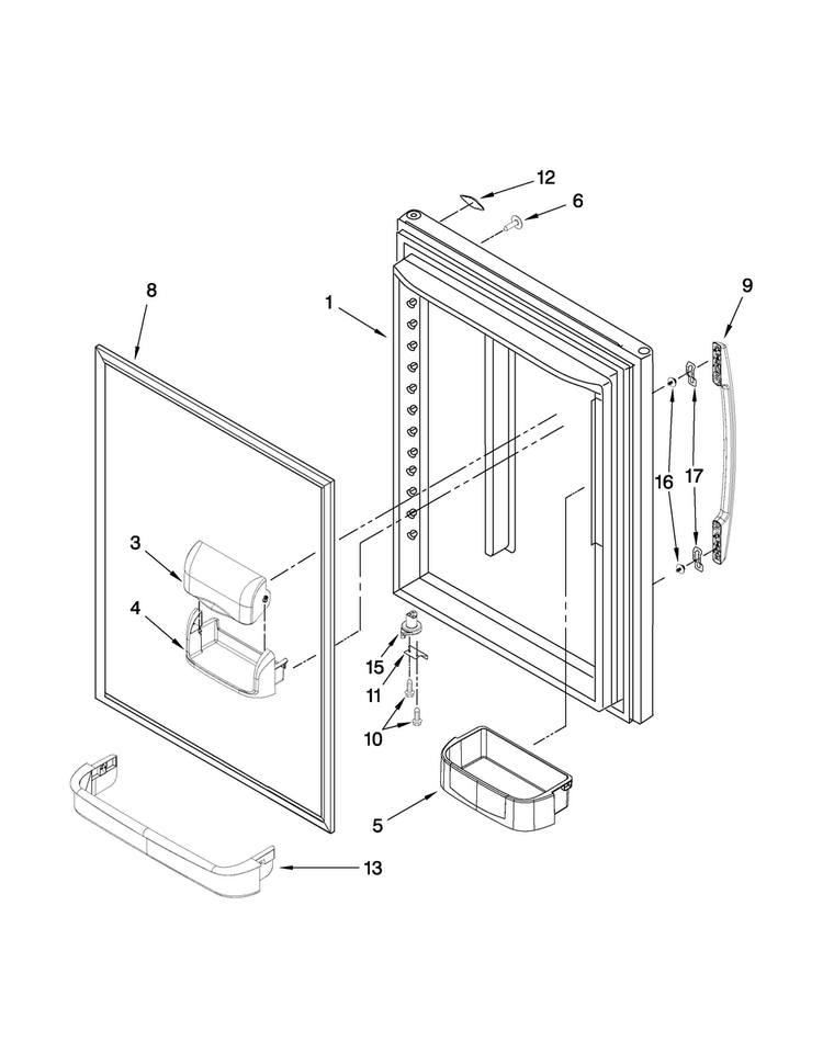 Refrigerator Door Parts Diagram and Parts List for MBL2258XES0  Maytag Refrigerator
