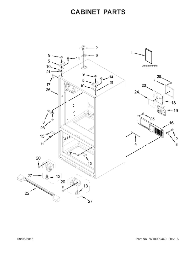 Cabinet Parts Diagram and Parts List for AFI2539ERB01  Amana Refrigerator