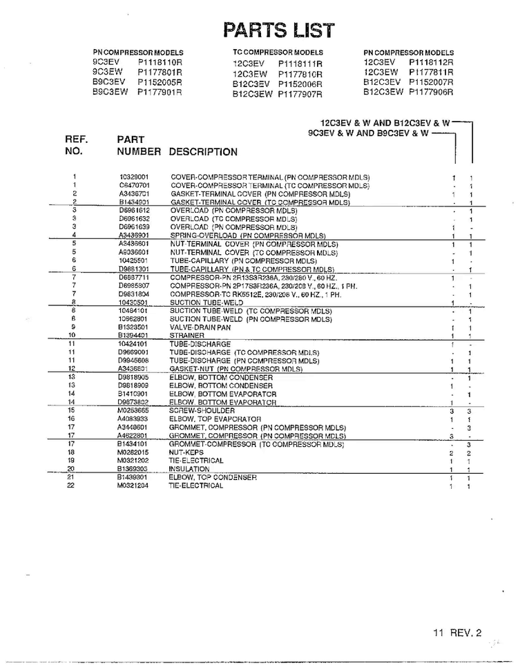 Air Conditioner Page 8 Diagram and Parts List for PC3EW P117781R Amana Air Conditioner