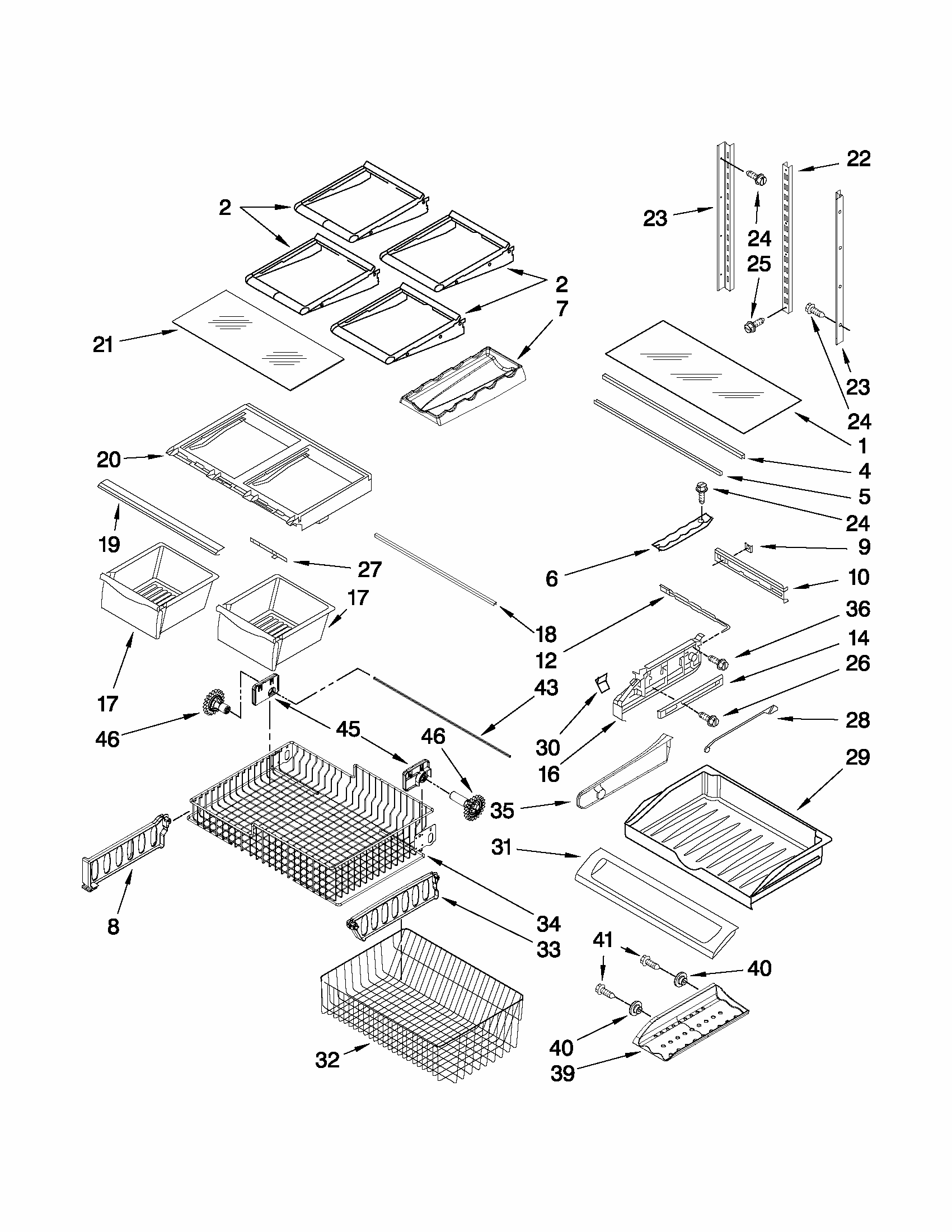 Shelf Parts Diagram and Parts List for G32026PEKS8  Maytag Refrigerator