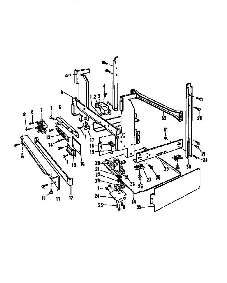 Frame Details Diagram and Parts List for DCR-225-1C-OM  Caloric Dishwasher