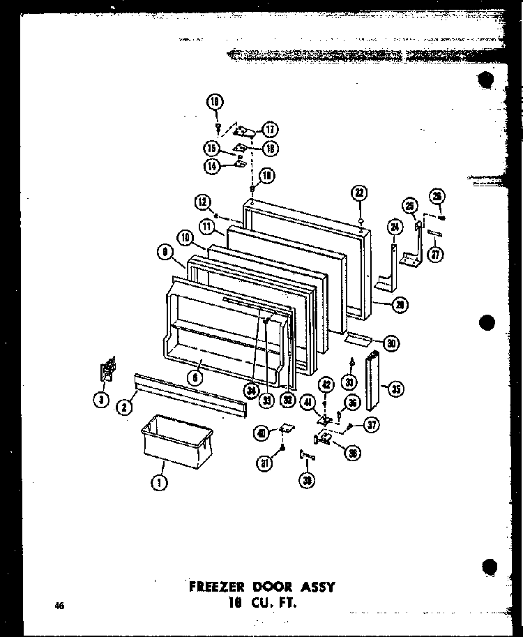 Freezer Door Assy 18 Cu. Ft. Diagram and Parts List for T16J-P60236-9W  Amana Refrigerator