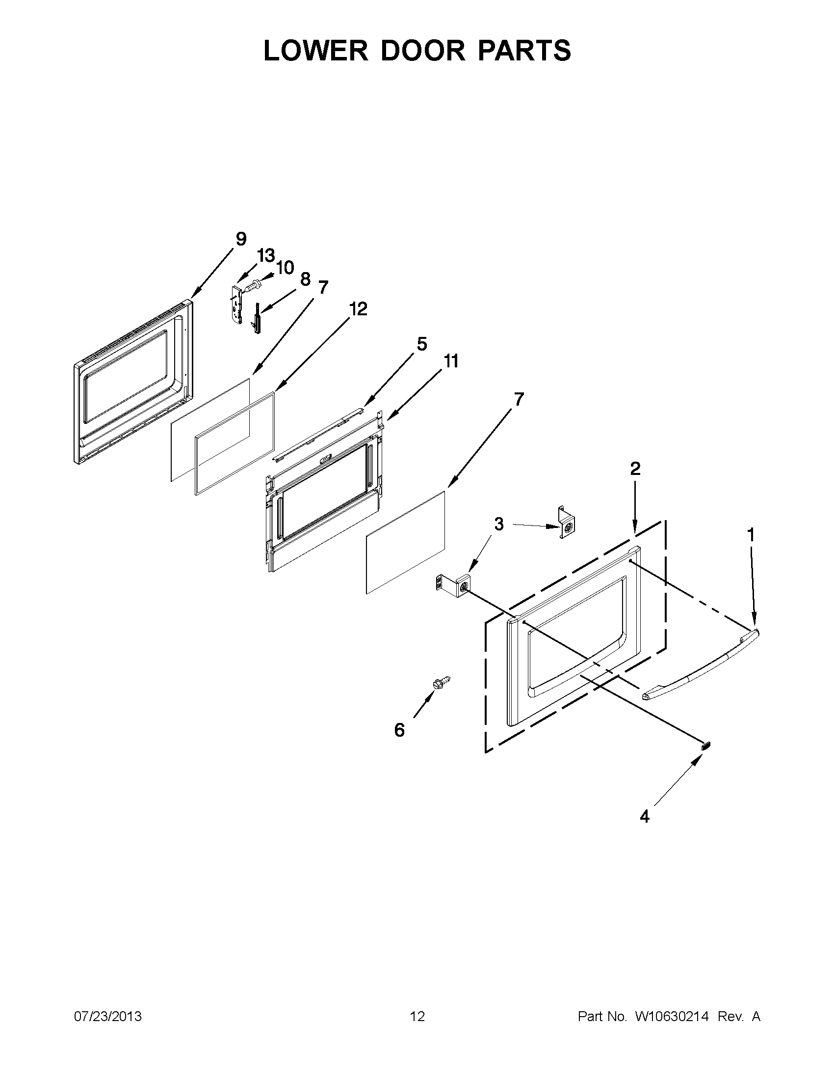 06 - LOWER DOOR PARTS Diagram and Parts List for YMIT8795BS00  Maytag Range