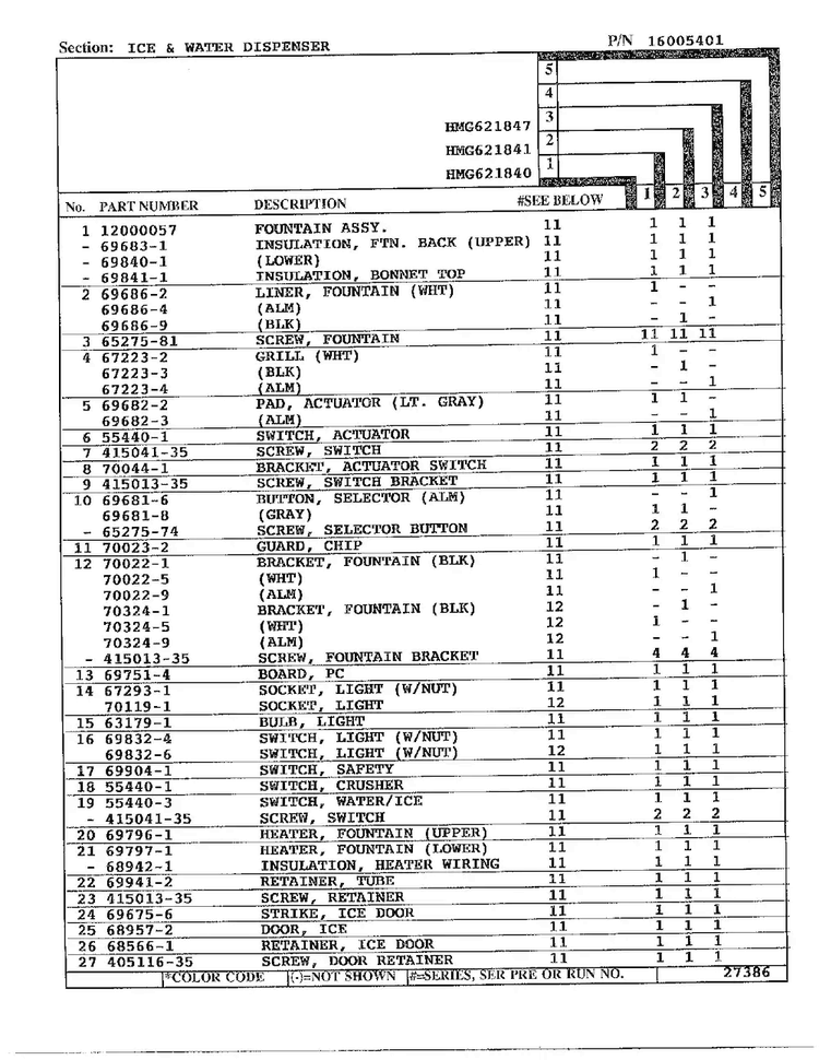 Ice And Water Dispenser Page 2 Diagram and Parts List for 621841  Admiral Refrigerator