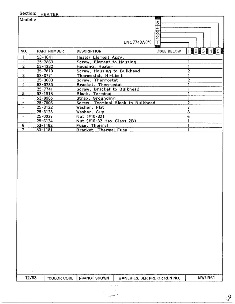 Heater Page 2 Diagram and Parts List for 7748A  Norge Dryer