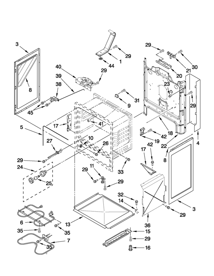 Chassis Parts Diagram and Parts List for AER5844VAW1  Amana Range