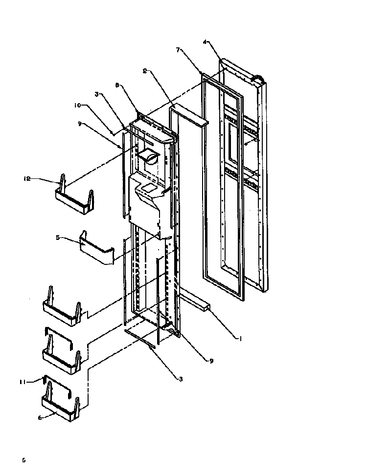 Freezer Door Diagram and Parts List for SXD19NL-P1168802WL  Amana Refrigerator