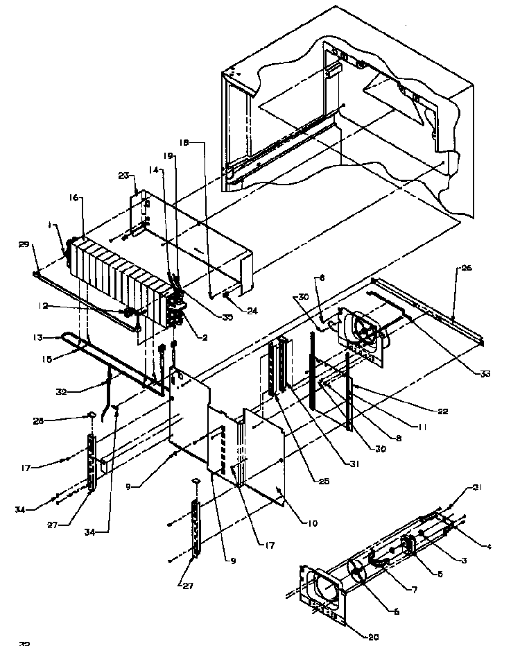 Evaporator Area Diagram and Parts List for TG18R2-P1181701WW  Amana Refrigerator