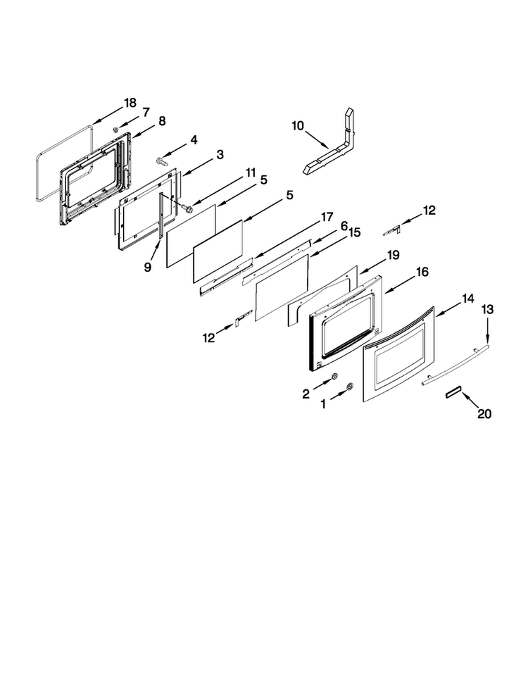 Door Parts Diagram and Parts List for JES9900CCB01  Jenn-Air Range