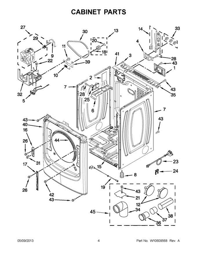 02 - Cabinet Parts Diagram and Parts List for YMED4200BG0  Maytag Dryer