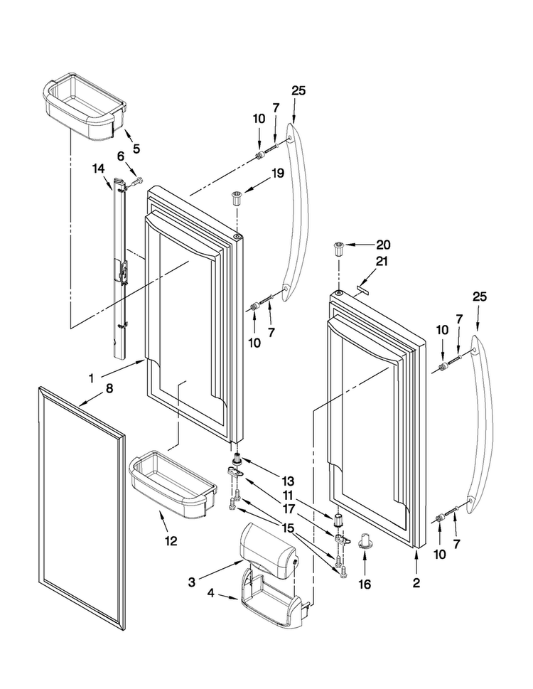 Refrigerator Door Parts Diagram and Parts List for MFC2061KES10  Maytag Refrigerator