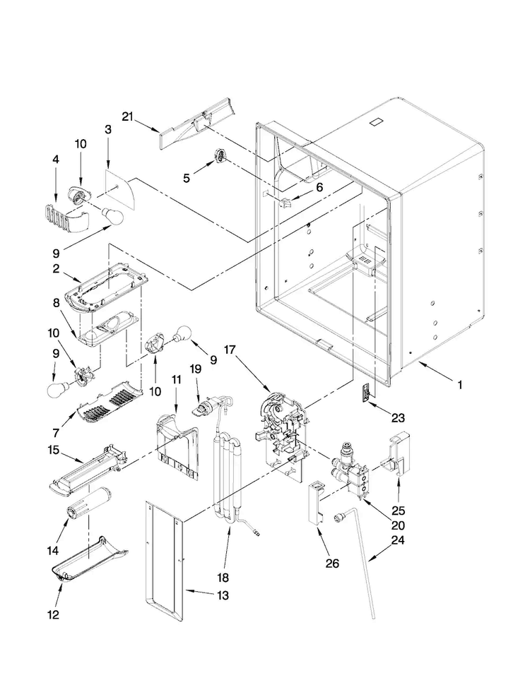 Refrigerator Liner Parts Diagram and Parts List for MFI2269VEW4  Maytag Refrigerator