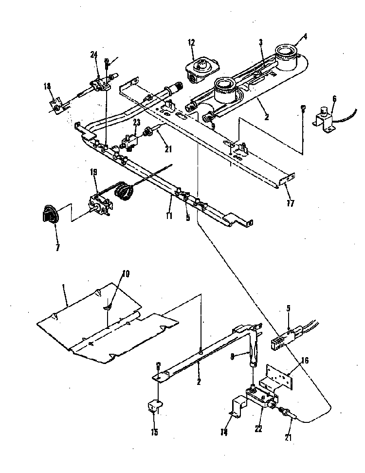 Gas Controls-lower Diagram and Parts List for 22FA-6CKLXV8  Magic Chef Microwave Oven Combo