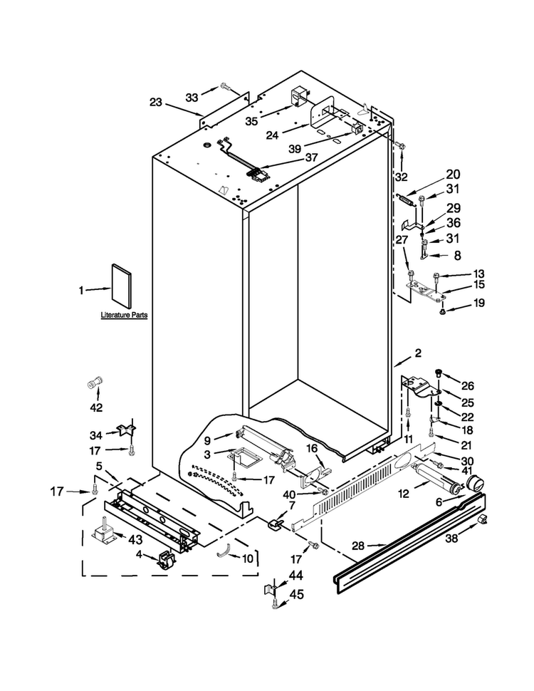 Cabinet Parts Diagram and Parts List for JS42SEDUDW15  Jenn-Air Refrigerator