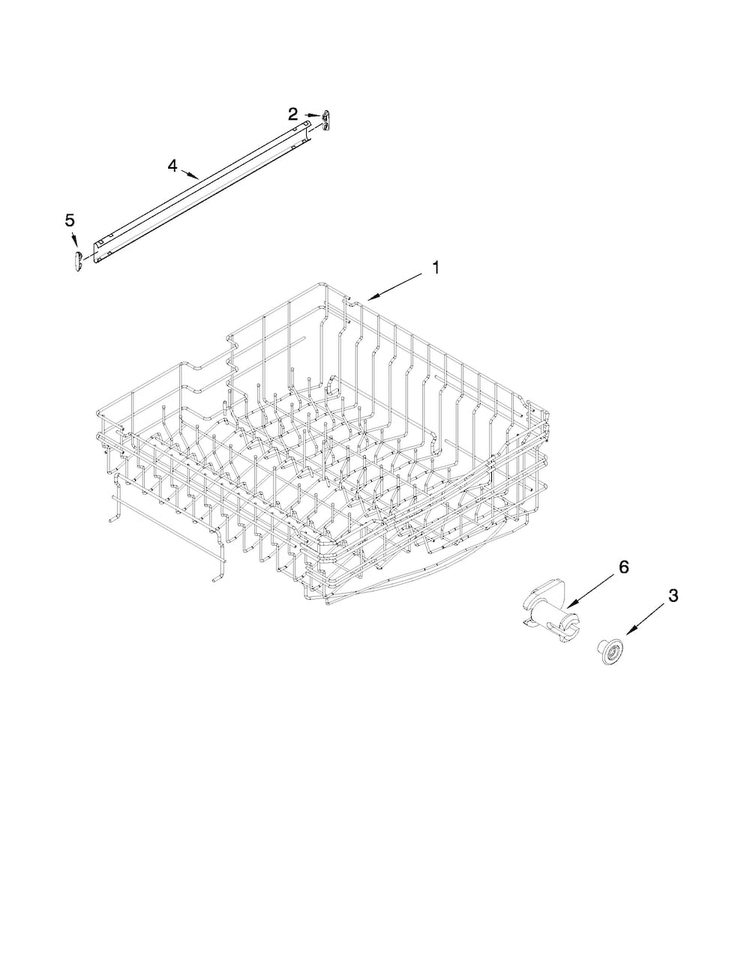 Upper Rack And Track Parts Diagram and Parts List for MDB7609AWB1  Maytag Dishwasher