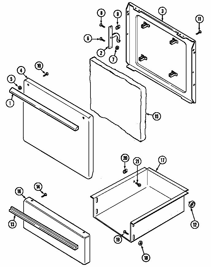 Door/drawer Diagram and Parts List for S1500PAW  Maytag Range